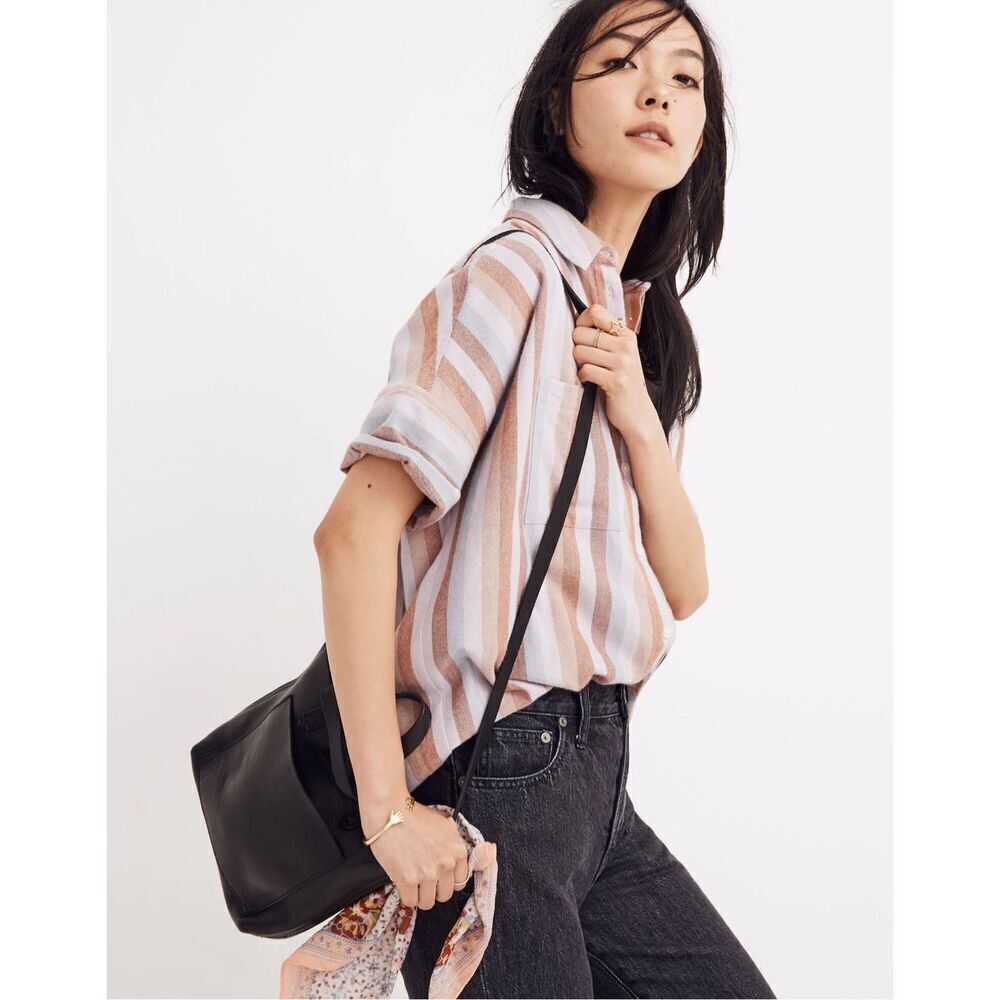 ✨Madewell Flannel Courier Sz XL Shirt in Sunrise Stripe✨